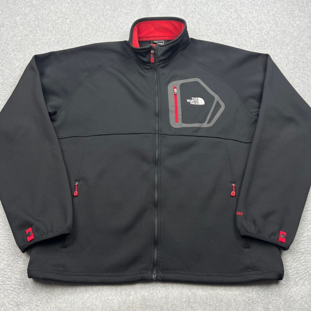 The North Face Jacket Mens Large Black TKA 100 Fleece Full Zip Mock Neck Pocket